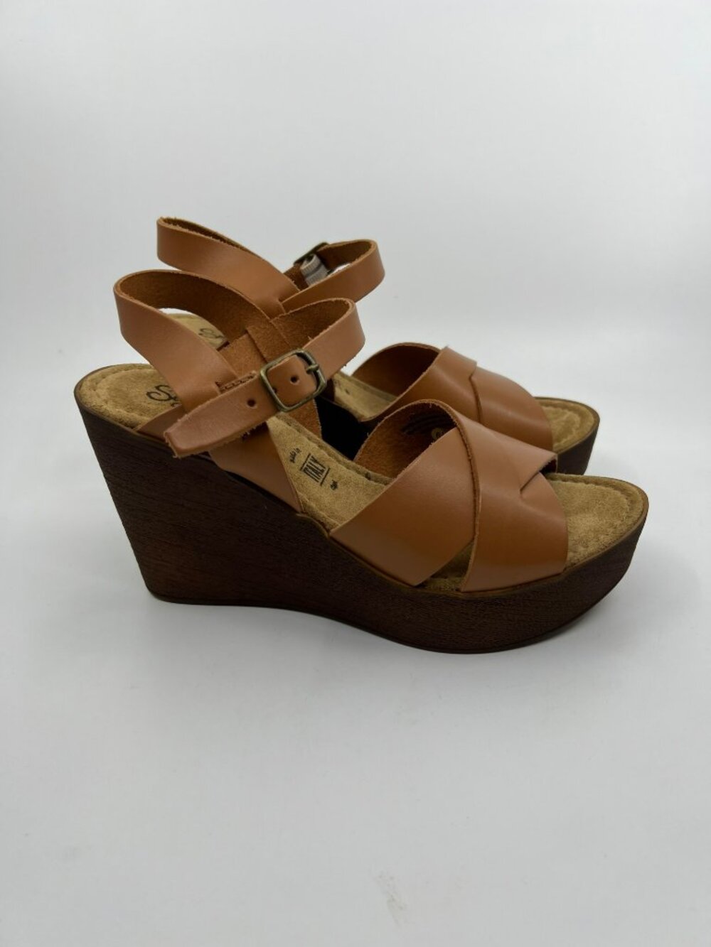 Seychelles | Cognac Provision Leather Wedge Sandal - Women Size 6.5